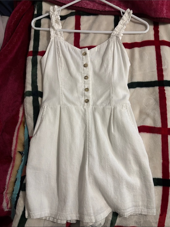 Hollister Pants - Hollister White Ruffle Strap Button-Front Romper